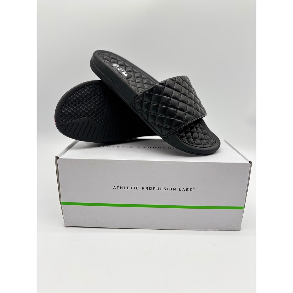 APL Athletic Propulsion Labs Lusso Quilted Slides Black Mens 8 Womens 9 Sandal